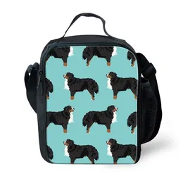 Bag Organizer FORUDESIGNS Bernese Dog Pattern Lunch Bags Animal Thermal School Picnic Totes For Kids Baby Girl With Zipper Cooler Handbag