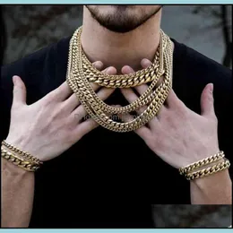 Pendant Necklaces & Pendants Jewelry Miss Hip Hop Men Women 14K 18K White Mticolor Gold Plated Cz Diamond Iced Out Cuban Link Chain Bracelet