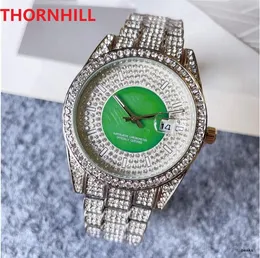 Top quality Men Women Diamonds Ring Watch 40mm Full Stainless Steel Clock Luxury Quartz President Day Date switzerland annual highend watches