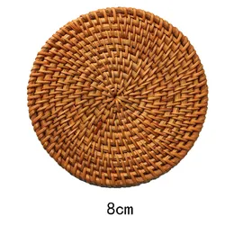 Rattan Coaster Çay Masa Mat Dokuma Pedi Yuvarlak Placemat Otel Japon Sıcak Satış El Yapımı Zanaat Doğal Malzeme Eko Vietnam Çapı 8 cm 10 cm Ev Hediye