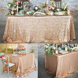 180x120cm Rectangular Table Cover Glitter Sequin Cloth Rose Gold cloth For Wedding Birthday Party Home Decoration 211103