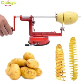 Delidge 1pc Manual Rotate Potato Slicer Stainless Metal Sweet Potatoes Twisted Tornado Potato Slice Cutter DIY Kitchen Tools 210326