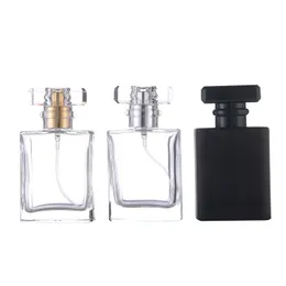 30ML Clear Black Portable Glass Perfume Spray Bottles Empty Cosmetic Containers With Atomizer For Traveler 3 Colors