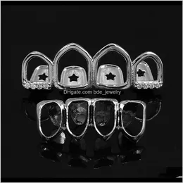 Grillz Dental Body Jewelryhip Hop Jewelry Mens Bling Diamond Grills Luxury Designer Jewlery Iced Out Teeth Grillz Rapper Hiphop Gold Sier Ro