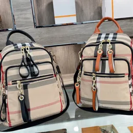 A113 Backpack Women Shoulder Evening Bags Handbag Purse Tote Fashion Classic Stripe Canvas Plaid Zipper Patchwork Color High Quality Artw