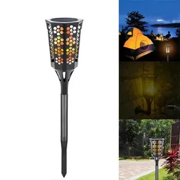 Solarbetriebene 96-LED-Flammen-Rasenleuchte für den Außenbereich, wasserdicht, IP65, Gartenweg-Wandfackellampe