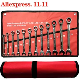 Car Ratchet Wrench Key Spanner.Nut Tool Head Ratchet Metric Spanner Set Tools.Open End and Ring Wrenches. 211110
