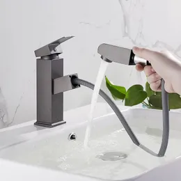 Bathroom Sink Faucets Stainless Steel Above Counter Basin Washbasin And Cold Faucet Gray Pull-out Water Tap Mixer Single Handle