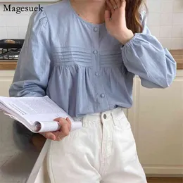 Coreano doce branco blosue mulheres moda plus tamanho botão up cardiagn harajuku camisa casual manga longa top 11670 210512