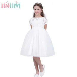 iiniim Kids Dresses for Girls White Vestido de festa Prom Dress Toddler Princess Children's Hollow Heart Dress for Evening Party Q0716