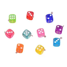 3D Dice Pendants 10pcs/lot Charms for Making Jewelry Findings Crafting Cute Earrings Necklaces Multi Color Handmade Accessories 14 x 17mm