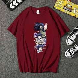 Hyuga Hinata Anime T-Shirt Mężczyźni Okrągły Neck Bawełniane Topy Cartoon Karate Graficzna Moda Drukowane Tee Koszula Unisex Harajuku Tee Męski G220223