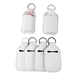 Favorit Sublimation Blanks Refillerbar Neopren Hand Sanitizer Hållare Skal Chapstick Hållare Med Keychain För 30ml Flip Cap Containers Travel Bottle WLL1153