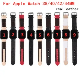 Luxury Designer Real Leather strap for Apple Watch Band 38MM 40MM 42MM 44MM iwatch bands Trendy Replacement Watchbands Bracelet Fashion Stri