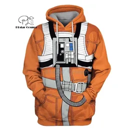 Plstar Cosmos X-Wing Pilot Space Suite 3D Hoodies / Sweatshirt Vinter Höst Funny Harajuku Långärmad Streetwear 210819