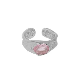 925 Sterling Silver Anel Open Surface Irregular Micro Cz Zircon Anéis Noiva Noiva Presente Belas Jóias Para Mulheres Meninas