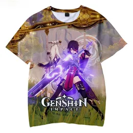 ノベルティゲームGenshin Impact Printed 3D Tシャツ男性向け女性特大のOネックトップ半袖Creative Unisex Fashion TシャツY0901