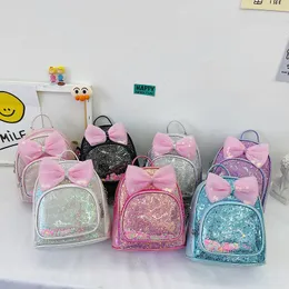 Çocuk Çanta Kız Sırt Çantaları Yaylar Pullu Bebek Çocuk Okul Çantası Deri Moda Satchel Kitap Dantel Temizle Sevimli Aksesuarları