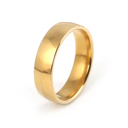 Fashion Charm Simple Glossy Single Circle Jewelry Band Ring Men Stainless Steel Black Gold Rings For Women