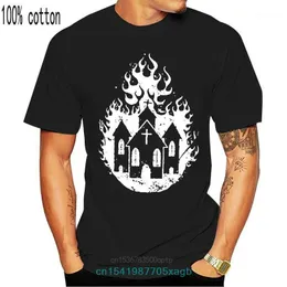 Мужские футболки Летняя 2021 г. Горящая церковь Сатанинская оккультная Люциферийская футболка S 6xL XLT 3XLT Высокое Качество Повседневная одежда