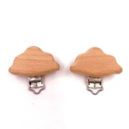 Natural Wooden Nipple Chain Baby Feeding Accessories Pacifier Clasp Cute Modeling Beech Pacifier Clip Cloud shape Baby DIY Preferred