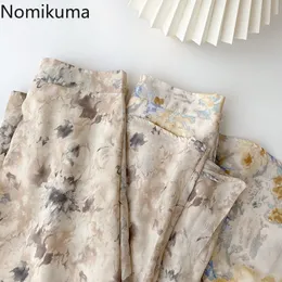 Nomikuma saias mulheres verão jupe impresso casual vintage cintura alta uma linha saia feminina coreano streetwear faldas mujer 210514