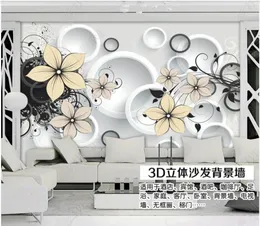 Photo Photo Photo Wallpapers 3D Murales Wallpaper Modern Circle Flower Living Room Tv Sfondo Della Carta da parati Decorazione della casa