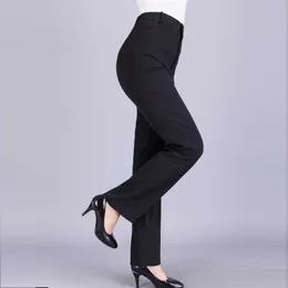 エレガントな女性のズボン黒職業秋のカジュアルなハイウエスト女性ズボンオフィスの女性作業服210527