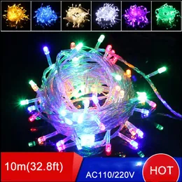 文字列35pcs/lotマルチカラー10m 100 LED LED STRING LIGHTクリスマスとパーティーウェディングランプ用の8DISPLAYモード110 V USプラグ