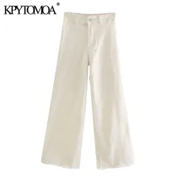 KPYTOMOA Kvinnor Chic Fashion High Waist Straight Jeans Byxor Vintage Zipper Fly Fickor Kvinnliga Ankelbyxor Pantaloner 210922
