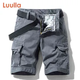 Luulla homens verão premium stretch twill algodão cargo calções casuais moda sólida bolsos clássicos Legwear 28-38 210713