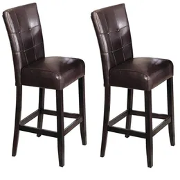 US Stock ACME Danville Counter Height Chair Furniture (Set-2) in Espresso PU & Walnut a09 a552548