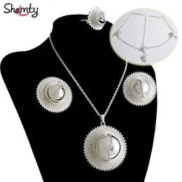 Shamty Ethiopian Bridal Jewelry African Sets Earrings Necklace Ring Headwear Nigeria Sudan Eritrea Kenya Wedding Set H1022