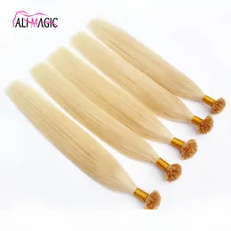 Högkvalitativ pre-bonded italiensk keratin nagel du tips mänsklig hår förlängning blond 613 färg svart brun 20color 100g 100strands brasilianska indiska peruanska malaysiska