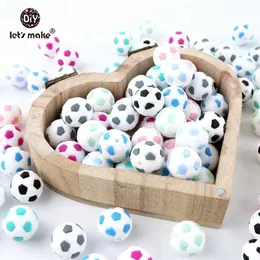 シリコンフットボール20pc BPAの無料のTeether Chewing Beads Diy工芸品アクセサリー看護ペンダント211106