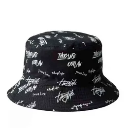 New Men Women Bucket Hats Japan and Korea Street Style Harajuku Letters Print Hip Hop Cap Ladies Summer Sun Hat G220311