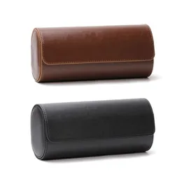 3 Slots Watch Roll Travel Case Chic Portable Vintage Leather Display Watch Storage Box with Slid in Out Watch Organizers 220113217i
