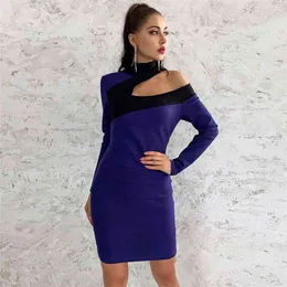 Women Sexy Bodycon Dresses Party Vestidos Summer Fashion Mini Bandage Dreses Long Sleeve Ladies Clothes 210515