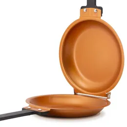 Pannor 1pc Home Baking Pan Steel Cake Non-Stick Frying Snabb dubbelsidig med värmebeständigt handtag Köksredskap