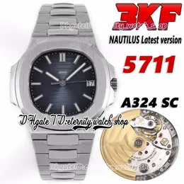 2022 3KF V3 Upgraded 5711 324SC A324 Automatische Herrenuhr Blaues Texturzifferblatt SS Edelstahlarmband 40 mm Neueste Superversion Ewigkeits-Sportuhren 3K324SC 055