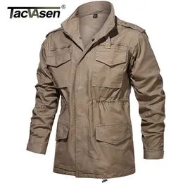 TACVASEN Army Field Jacket Men's Military Cotton Hooded Coat Parka Green Tactical Uniform Windbreaker Hunting Clothes Overcoat 211126