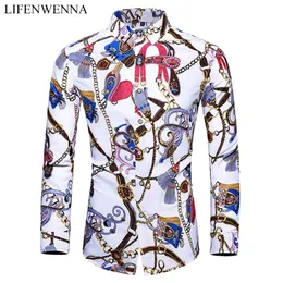 5XL 6XL 7XL Shirt Men Autumn Fashion Personality Printing Long Sleeve s Casual Plus Size Business Office 210721