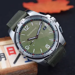 Hurtowa stalowa koperta zielona tarcza męski zegarek mechanizm automatyczny Luxusuhr pasek z tkaniny zegarki na rękę 44mm Montre De Luxe Hanbelson