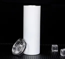 Beyaz 20oz Tumbler Sublimasyon Sıska Tumbler Boşluklar Paslanmaz Çelik Konik Düz Tumbler Kısa Su Şişeleri Kahve Mugtop Satıcı