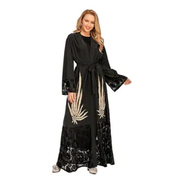 Etnisk Kläder Aid Muberek Daimond Muslim Abaya Dubai Turkiet Robe Kimono Musulman Femme Ete Hijab Dress Abayas för Kvinnor Kaftan Islam