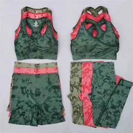 Camo Seamless Yoga Set Women Fitness Gym Clothing High Waist Leggings Sport Bra Camouflage Sports Suit Femme Sportswear CX220414