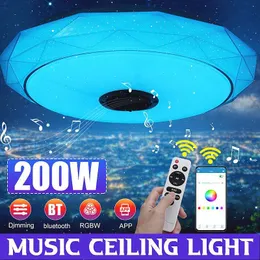 Taklampor 200w 40 cm modern RGB LED -ljus hembelysning app bluetooth musik sovrum lampa smart med fj￤rrkontroll