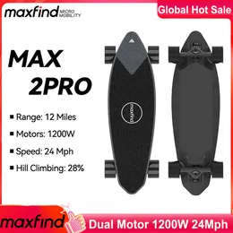 Maxfind Mini Electric Skateboard 1200W Dual Motor Drive Short Skateboard Deck Longboard protable street cruiser for adults teen