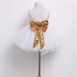 6M-10Y Toddler Baby Kid Girls Dress Princess Lace Bow Sequins Wedding Party Dresses Christening 1st Birthday Dress Q0716