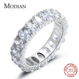 Modian 100% 925 Sterling Srebrny Owalny Owalny Browing Pinching Pierścień dla kobiet Luksus AAAAA CZ Wedding zaręczynowy